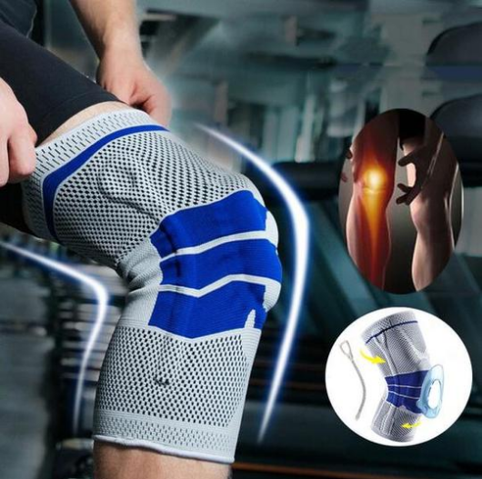 Knee pad in use during workout