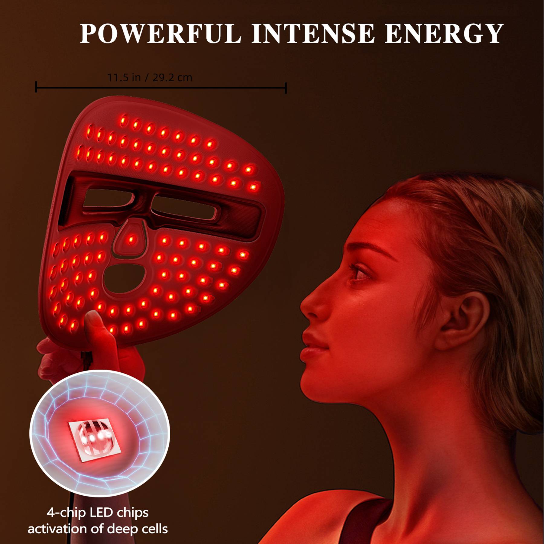 LED Face Mask powerful intense energy with 4-chip LED technology