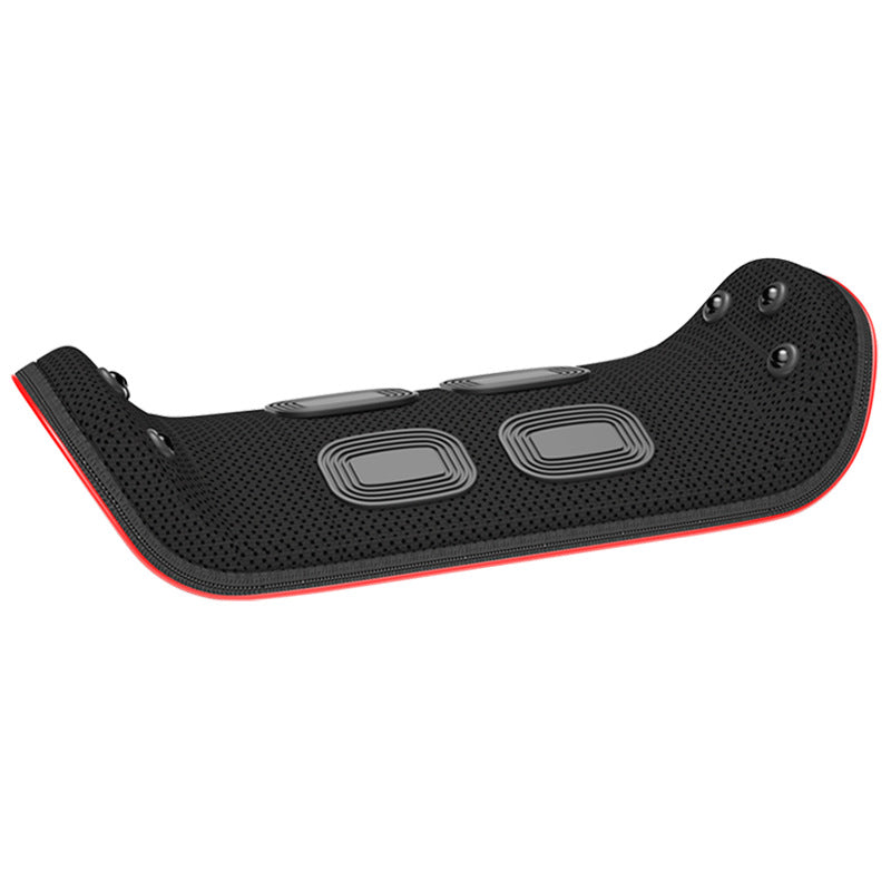 Black lumbar traction device with ergonomic curved design