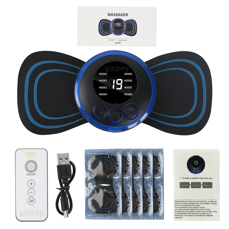 Mini EMS Massage Patch with Remote and Accessories