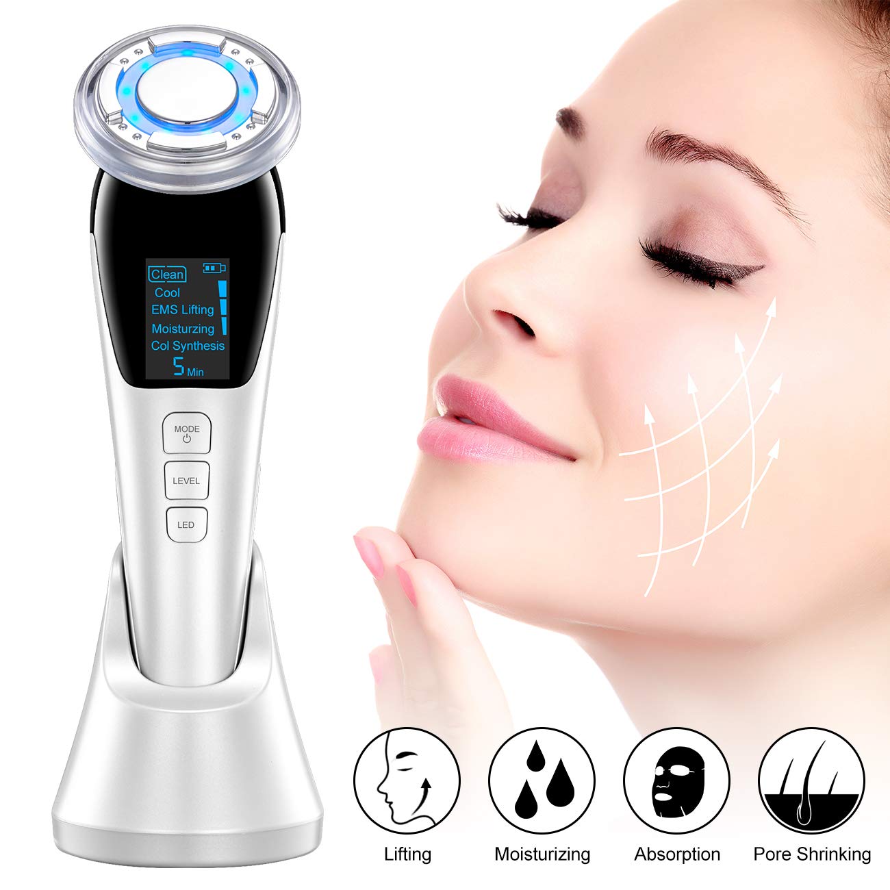 Ultrasonic LED Beauty Apparatus with features