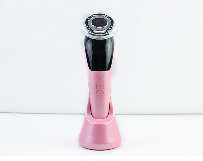 Pink ultrasonic beauty device